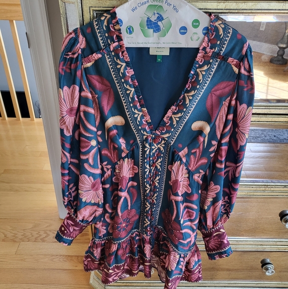 FARM Rio Vibrant Floral Mini Dress - Teal seashell tapestry - Picture 3 of 3